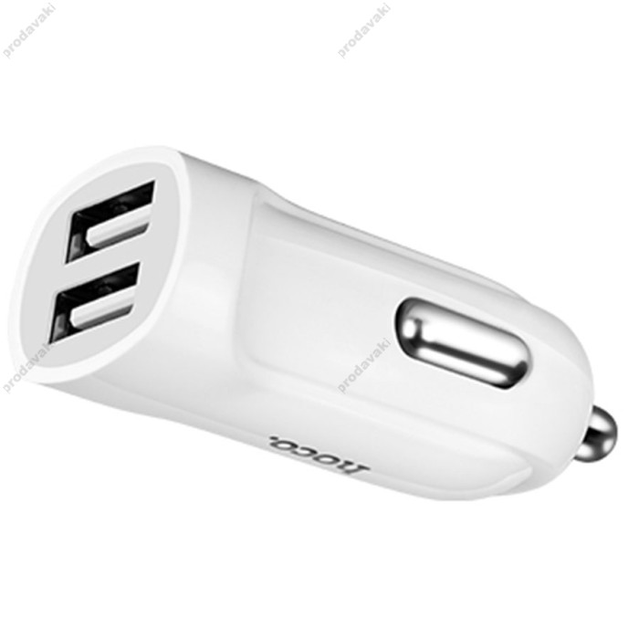 Автомобільний зарядний пристрій Hoco Z2A Lightning cable 2USB 2.4A White