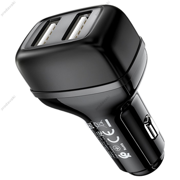 Автомобільний зарядний пристрій Hoco Z36 Leader Micro USB Cable 2USB 2.4A Black