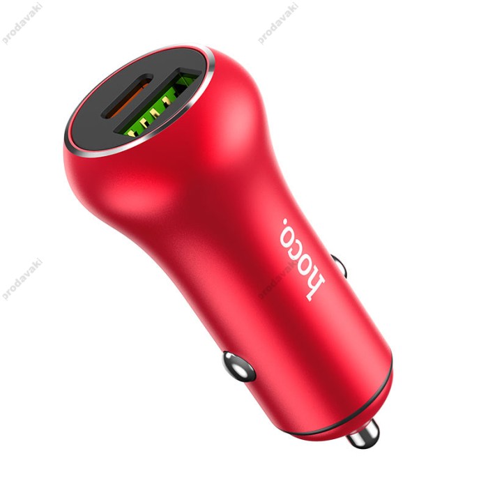 Автомобільний зарядний пристрій Hoco Z38 Resolute Car charger QC3.0 3A 38W Red
