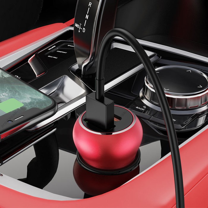 Автомобільний зарядний пристрій Hoco Z38 Resolute Car charger QC3.0 3A 38W Red