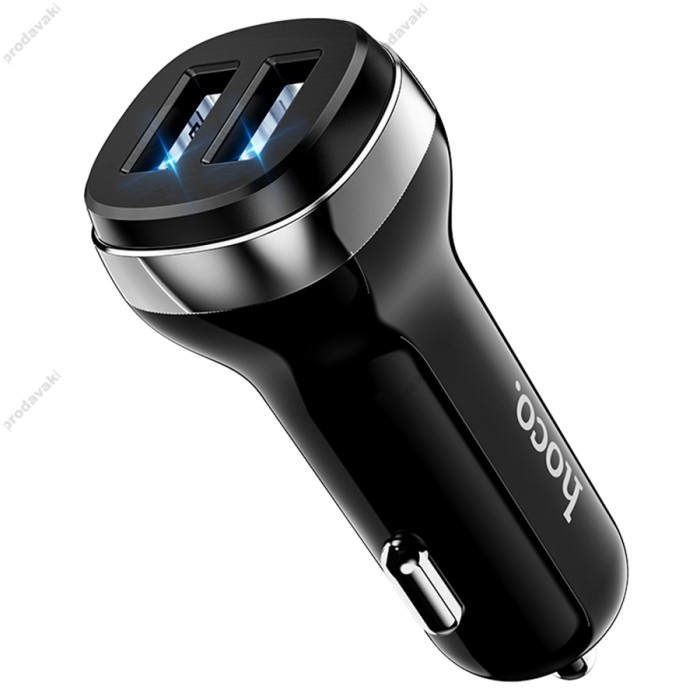 Автомобільний зарядний пристрій Hoco Z40 Dual port Type-C Cable 2.4A Black
