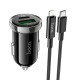 Автомобільний зарядний пристрій Hoco Z44 Leading car charger Lightning Cable 3A 20W Black