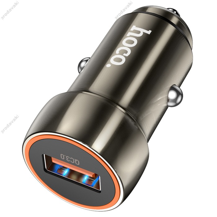 Автомобільний зарядний пристрій Hoco Z46 Blue shield single port Micro USB Cable 18W Grey