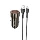 Автомобільний зарядний пристрій Hoco Z46 Blue shield single port Micro USB Cable 18W Grey