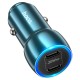 Автомобільний зарядний пристрій Hoco Z48 Tough dual port car charger Type-C Cable 3A 40W Sapphire-blue