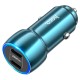 Автомобільний зарядний пристрій Hoco Z48 Tough dual port car charger Type-C Cable 3A 40W Sapphire-blue