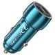 Автомобільний зарядний пристрій Hoco Z48 Tough dual port car charger Type-C Cable 3A 40W Sapphire-blue