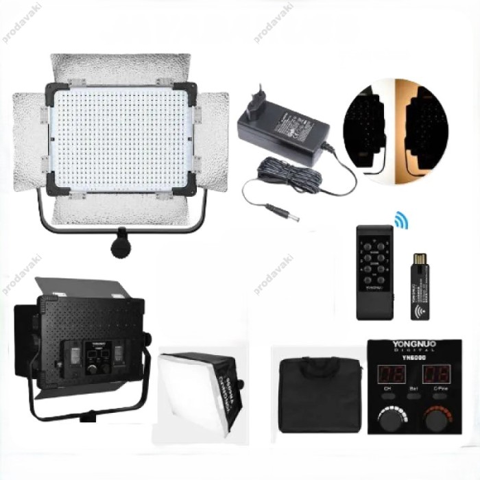 Лампа відеосвітло Yongnuo YN6000 50W color 3200-5500K Lights 600pcs із зарядним пристроєм 220v