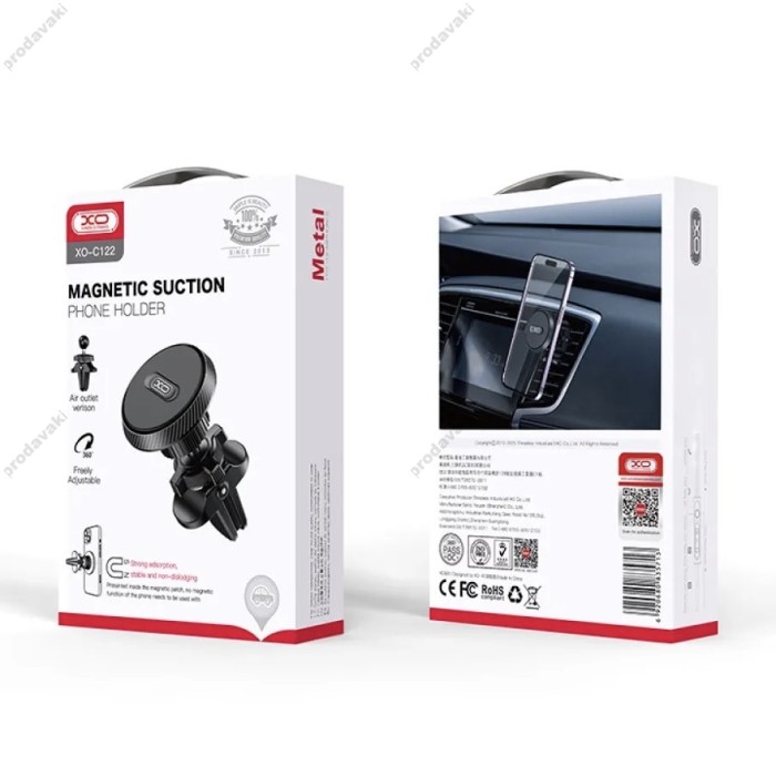 Автомобільний тримач XO C122 Round magnetic bracket with air outlet Black