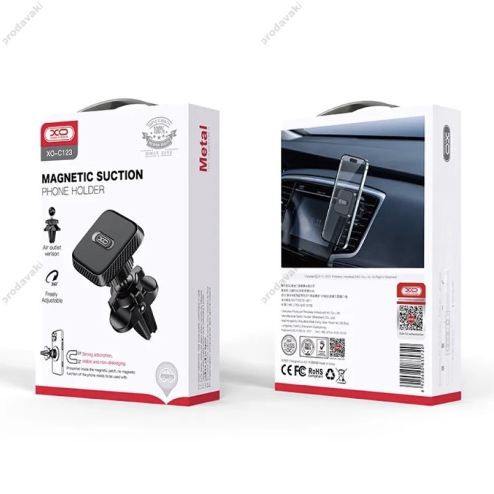 Автомобільний тримач XO C123 Air outlet square magnetic bracket Black