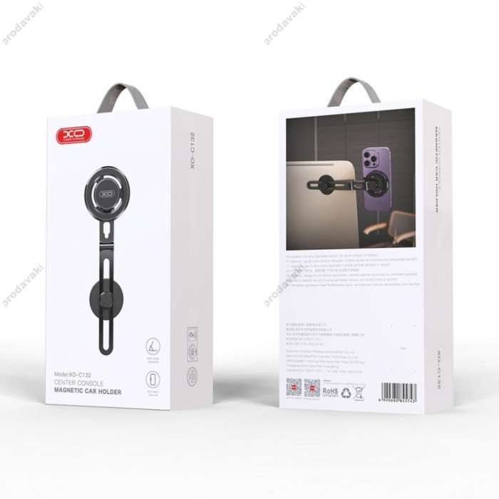 Автомобільний тримач XO C132 Tesla specific iPhone metal bracket (with magnetic iron ring) Black