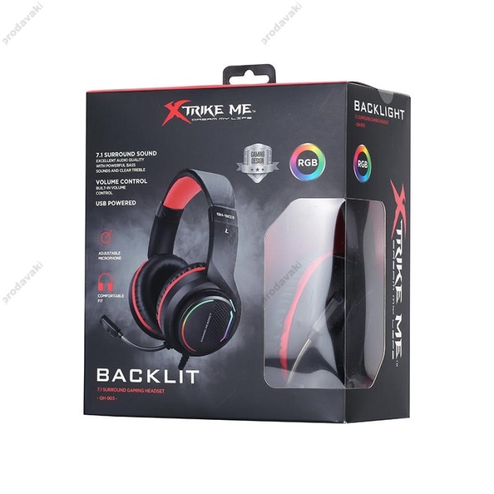 Дротові навушники XTRIKE ME GH-903 Gaming Backlight headset RGB Black