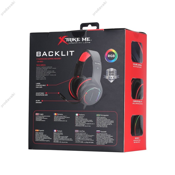Дротові навушники XTRIKE ME GH-903 Gaming Backlight headset RGB Black