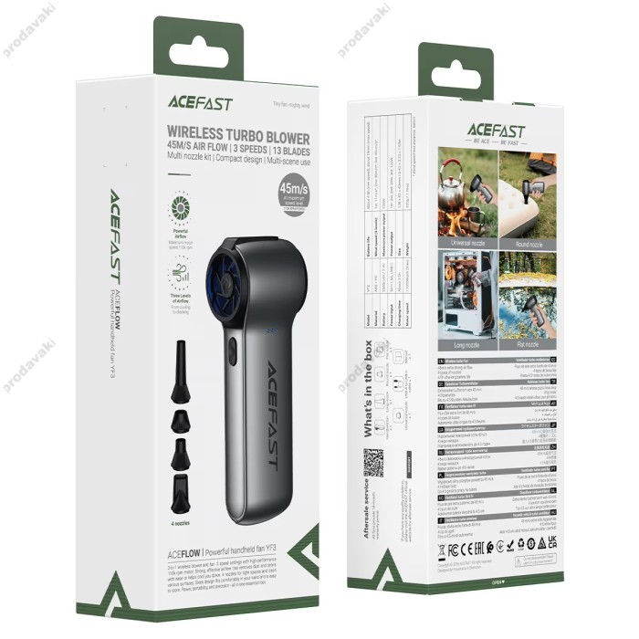 Турбо вентилятор ACEFAST YF3 powerful handheld fan Black