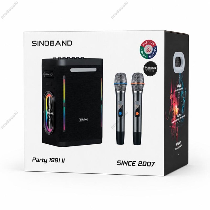 Портативна колонка Bluetooth Xdobo Party 1981 II BT5.3 TWS з 2-ма мікрофонами 300W Black