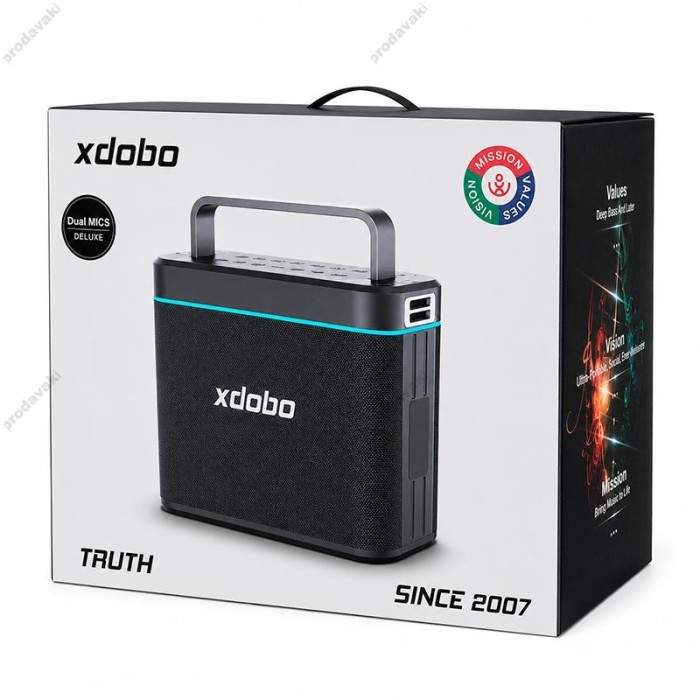 Портативна колонка Bluetooth Xdobo Truth IPX6 BT5.3 TWS з 2-ма мікрофонами 200W Black