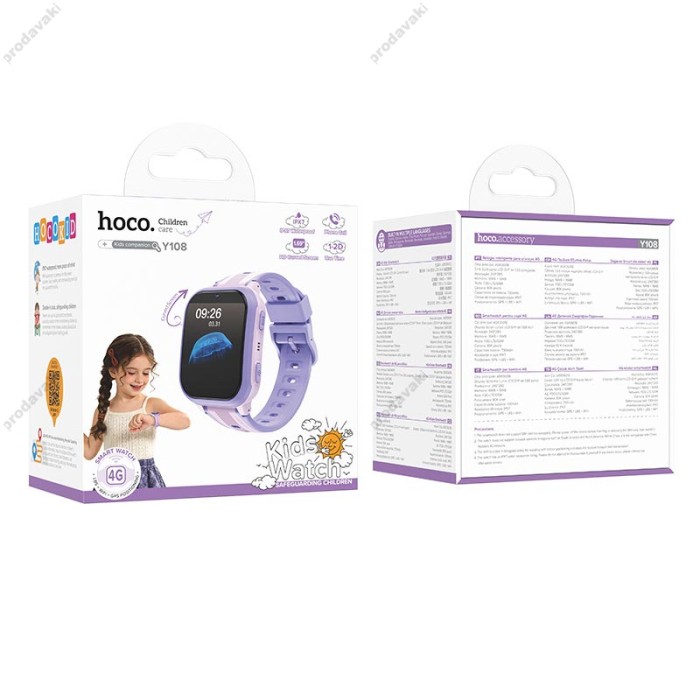 Дитячий смарт-годинник HOCO Y108 4G Call WiFi children phone-watch Purple
