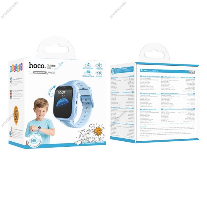 Дитячий смарт-годинник HOCO Y108 4G Call WiFi children phone-watch Blue
