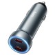 Автомобільний зарядний пристрій Hoco Z54B Prosperous Car charger Type-C set 3A 60W Metal Grey