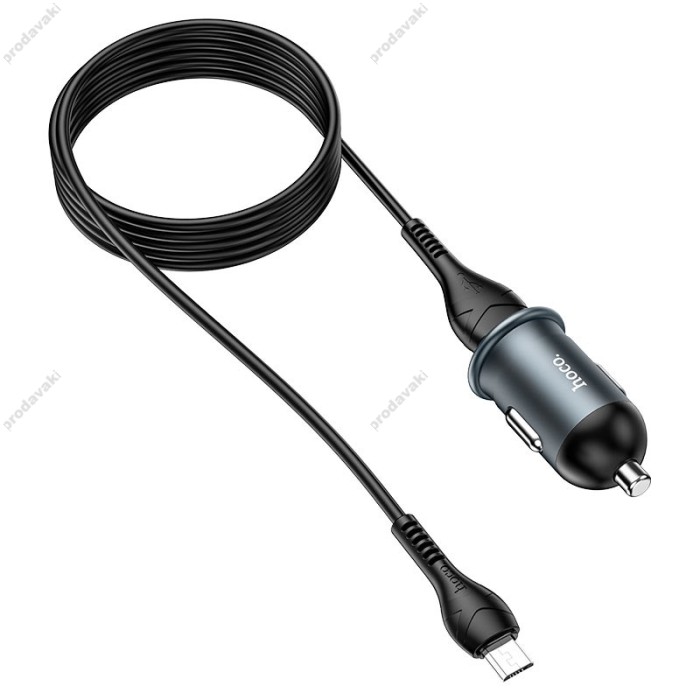 Автомобільний зарядний пристрій Hoco Z43 Mighty single port Micro USB Cable 3A 18W Grey