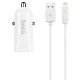 Автомобільний зарядний пристрій Hoco Z12 Lightning cable 2.4A White