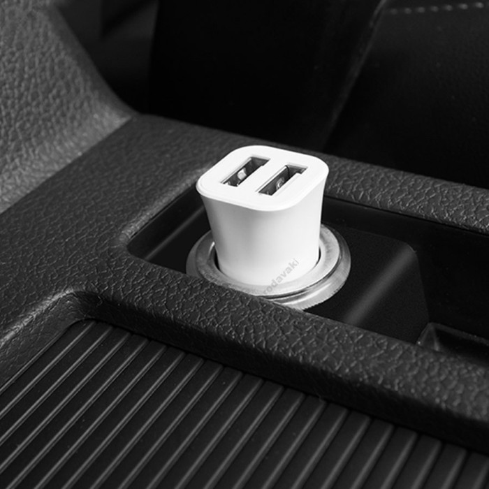 Автомобільний зарядний пристрій Hoco Z12 Lightning cable 2.4A White
