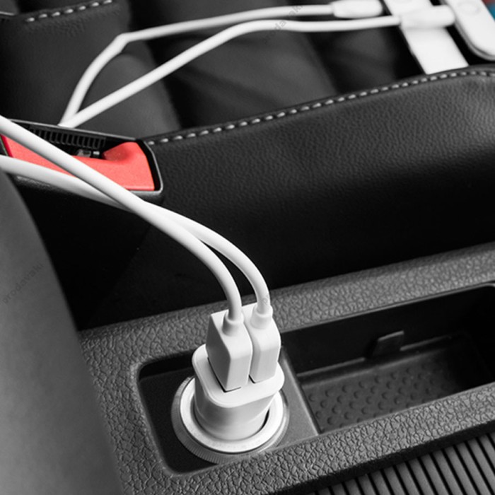 Автомобільний зарядний пристрій Hoco Z12 Lightning cable 2.4A White