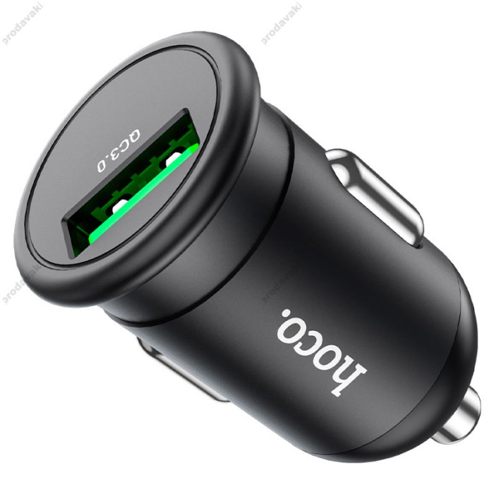 Автомобільний зарядний пристрій Hoco Z43 Mighty single port Type-C Cable 3A 18W Black