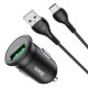 Автомобільний зарядний пристрій Hoco Z43 Mighty single port Type-C Cable 3A 18W Black