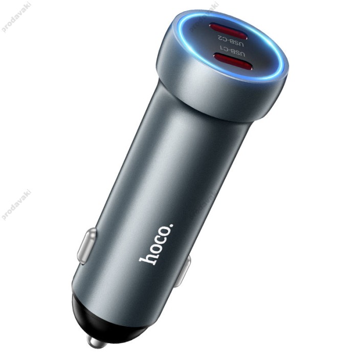 Автомобільний зарядний пристрій Hoco Z54B Prosperous Car charger 3A 60W Metal Grey