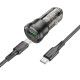 Автомобільний зарядний пристрій BOROFONE BZ25 Journey Car charger Type-C cable 3A 38W Transparent Black