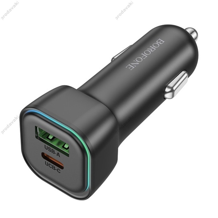 Автомобільний зарядний пристрій BOROFONE BZ28A Trophie single port 3A 30W Black