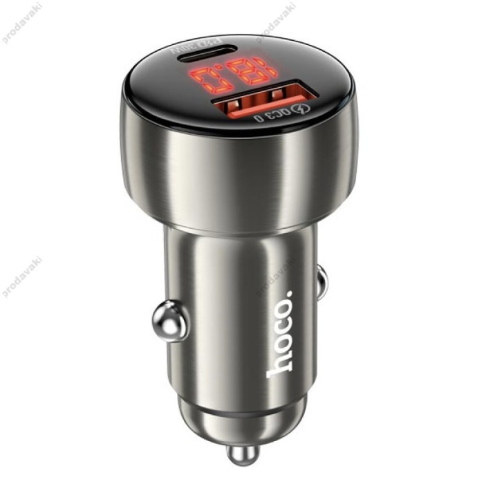 Автомобільний зарядний пристрій Hoco Z50 Leader dual-port car charger 48W Metal-grey