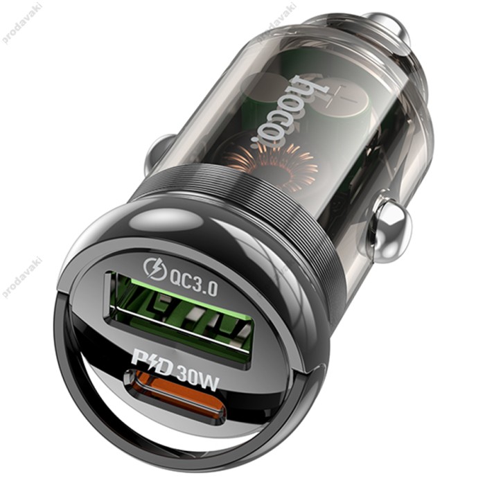 Автомобільний зарядний пристрій Hoco Z53A Vision Car charger 3A 30W Black
