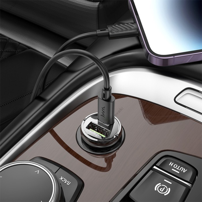 Автомобільний зарядний пристрій Hoco Z53A Vision Car charger 3A 30W Black