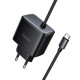 Мережевий зарядний пристрій HOCO C163A New charger Type-C cable 25W Black