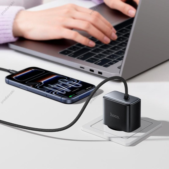 Мережевий зарядний пристрій HOCO C163A New charger Type-C cable 25W Black