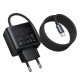 Мережевий зарядний пристрій HOCO C163A New charger Type-C cable 25W Black