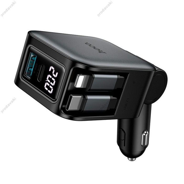Автомобільний зарядний пристрій Hoco Z67A Triunfar car charger with telescopic 60W Grey