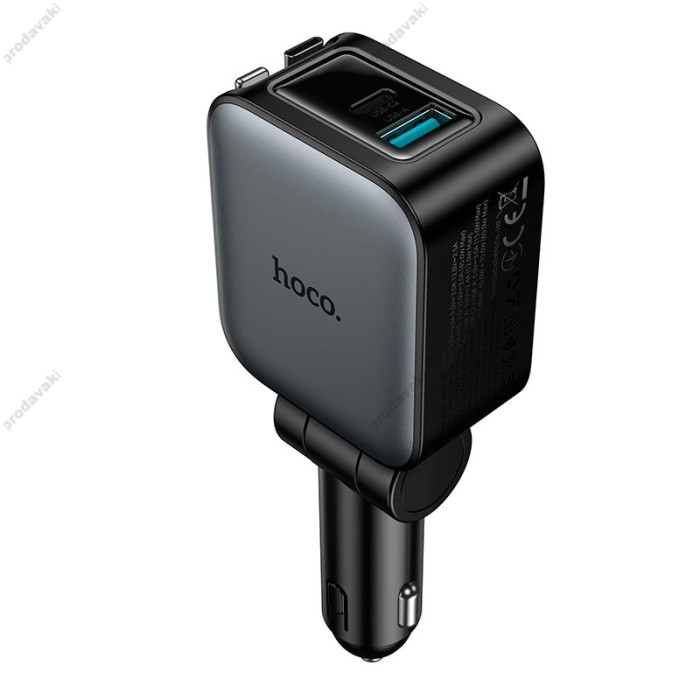 Автомобільний зарядний пристрій Hoco Z67A Triunfar car charger with telescopic 60W Grey