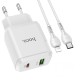 Мережевий зарядний пристрій HOCO N5 Favor dual port Lightning cable 20W White