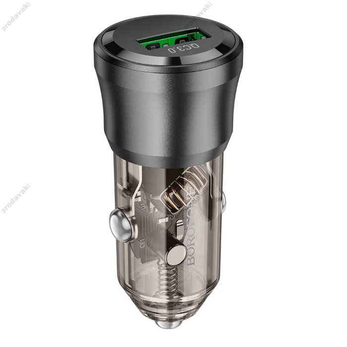 Автомобільний зарядний пристрій BOROFONE BZ23 Noble single-port 3A 18W Transparent Black