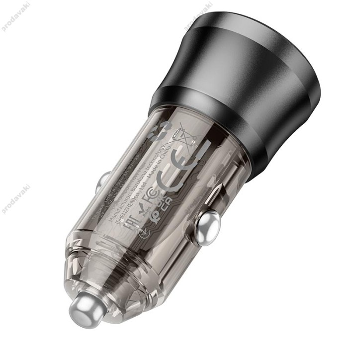 Автомобільний зарядний пристрій BOROFONE BZ23 Noble single-port 3A 18W Transparent Black