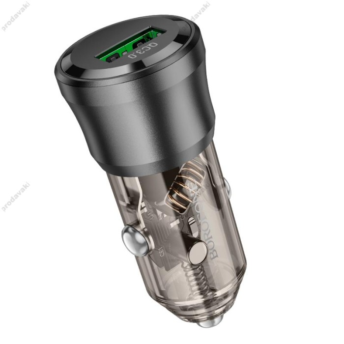Автомобільний зарядний пристрій BOROFONE BZ23 Noble single-port 3A 18W Transparent Black