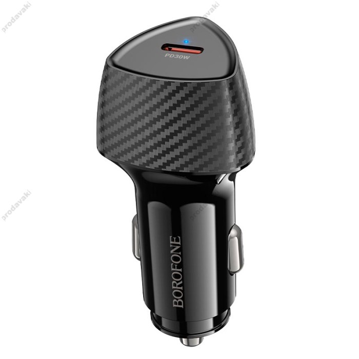 Автомобільний зарядний пристрій BOROFONE BZ31B Solid single-port PD 3A 30W Black