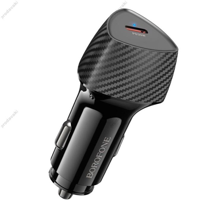 Автомобільний зарядний пристрій BOROFONE BZ31B Solid single-port PD 3A 30W Black