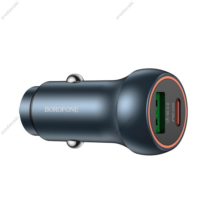 Автомобільний зарядний пристрій BOROFONE BZ32B Fresh dual port 3A 48W Metal-grey