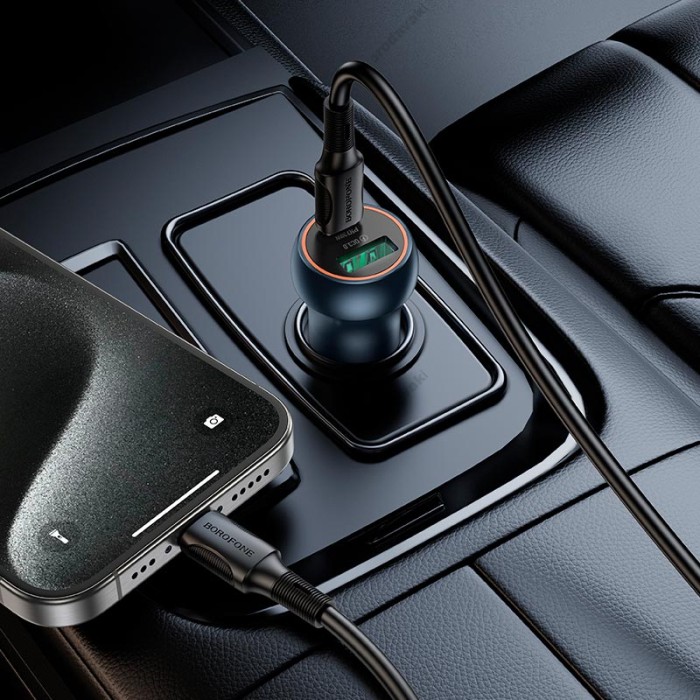 Автомобільний зарядний пристрій BOROFONE BZ32B Fresh dual port 3A 48W Metal-grey