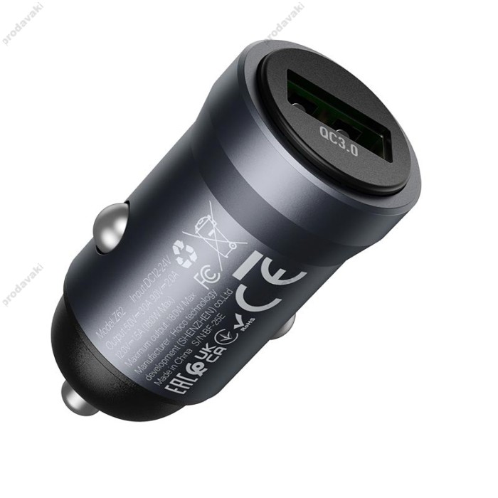 Автомобільний зарядний пристрій Hoco Z62 Energy single-port 3A 18W Grey