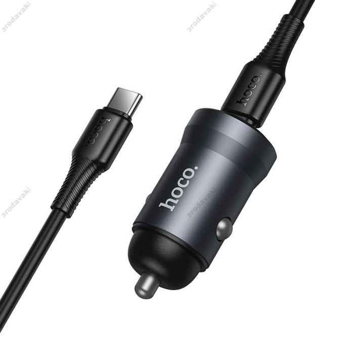 Автомобільний зарядний пристрій Hoco Z62A Energy single port Type-C Set 3A 30W Metal-grey